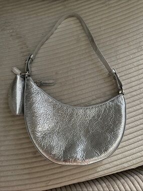 kate spade Metallic Silver Crescent Shoulder Bag